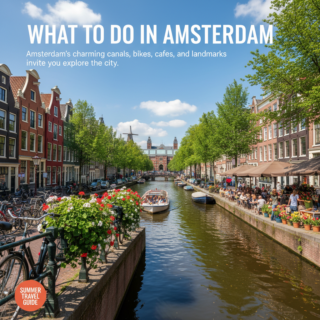 Amsterdam’s vibrant canals, bikes, cafes, tulips, and landmarks invite you to explore the city’s charm.