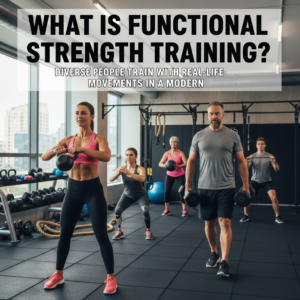 What is Functional Strength Training? Diverse people train with real-life movements in a modern gym.