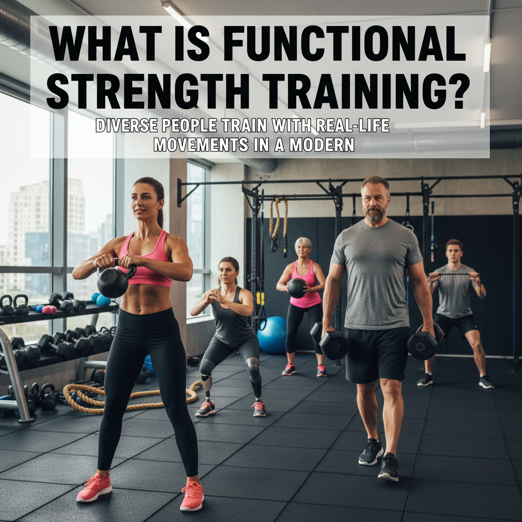 What is Functional Strength Training? Diverse people train with real-life movements in a modern gym.