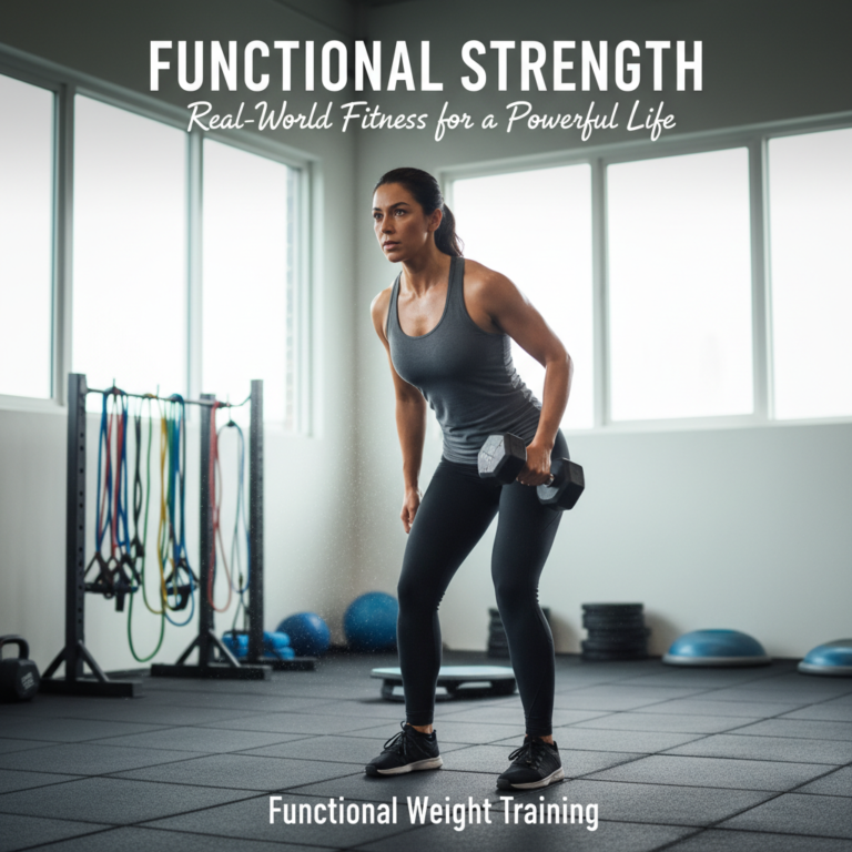 A focused athlete lifts weights in a modern gym, showcasing real-world functional strength training.