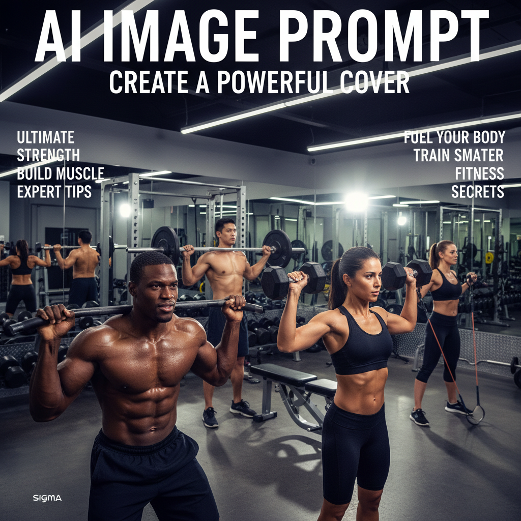 alt_text Diverse, fit adults train intensely with weights and bands in a bright, modern gym for a magazine cover.