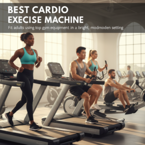 Best Cardio Exercise Machine: Fit adults using top gym equipment in a bright, modern, and motivating setting.