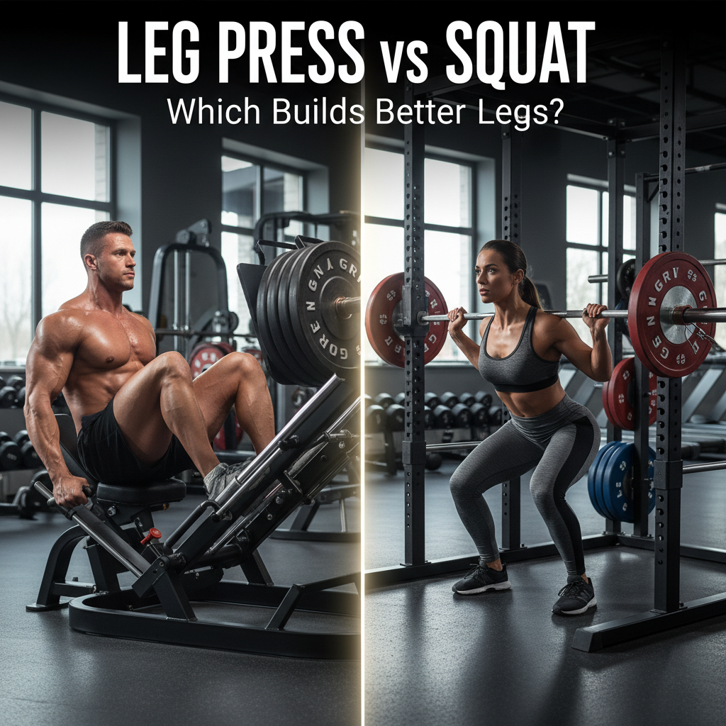 Leg Press vs Squat: Side-by-side gym comparison of both exercises for stronger, better legs.