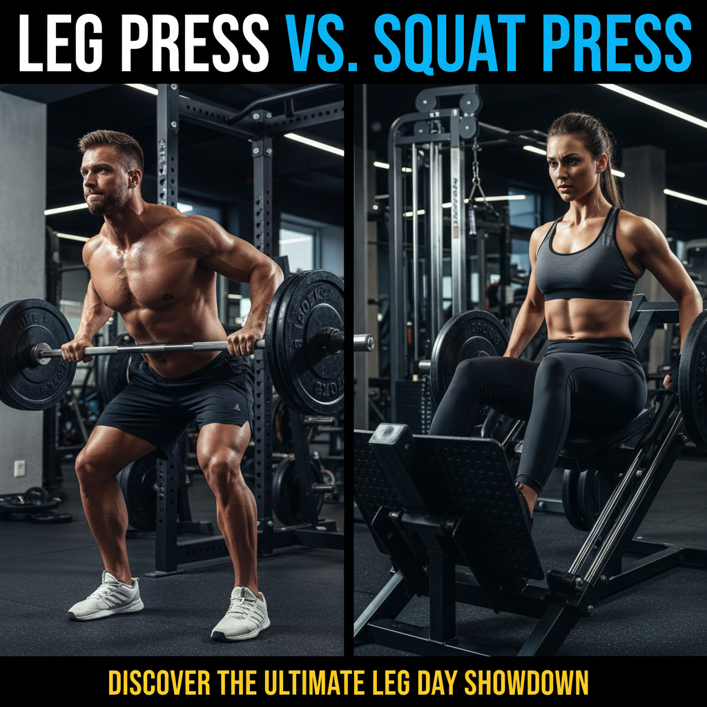 Leg Press vs. Squat Press: Athletic man squats, woman uses leg press—who builds stronger legs?