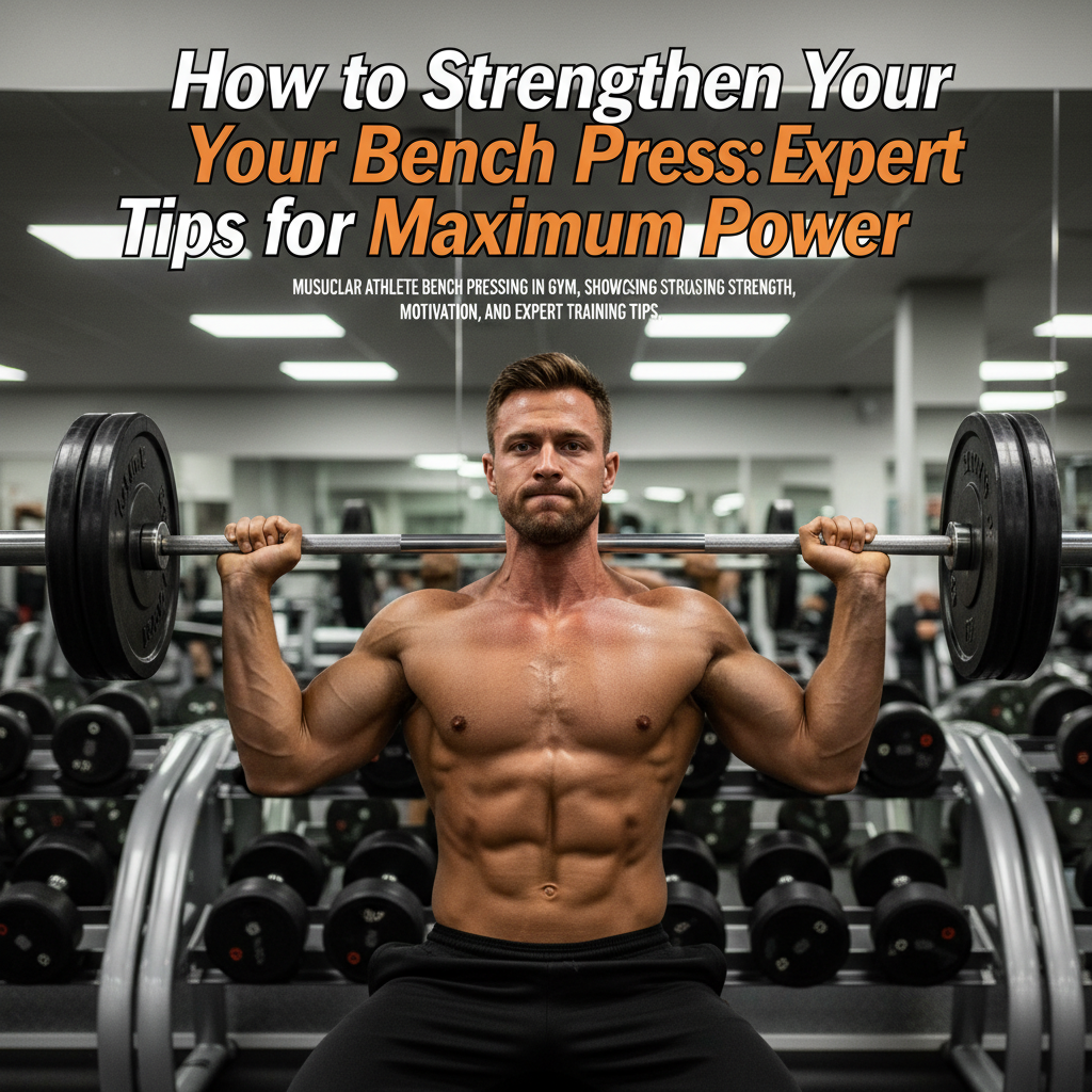 Muscular athlete bench pressing in gym, showcasing strength, motivation, and expert training tips.