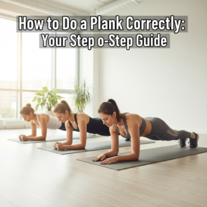 A diverse group demonstrates perfect plank form in a bright studio for an instructional guide cover.