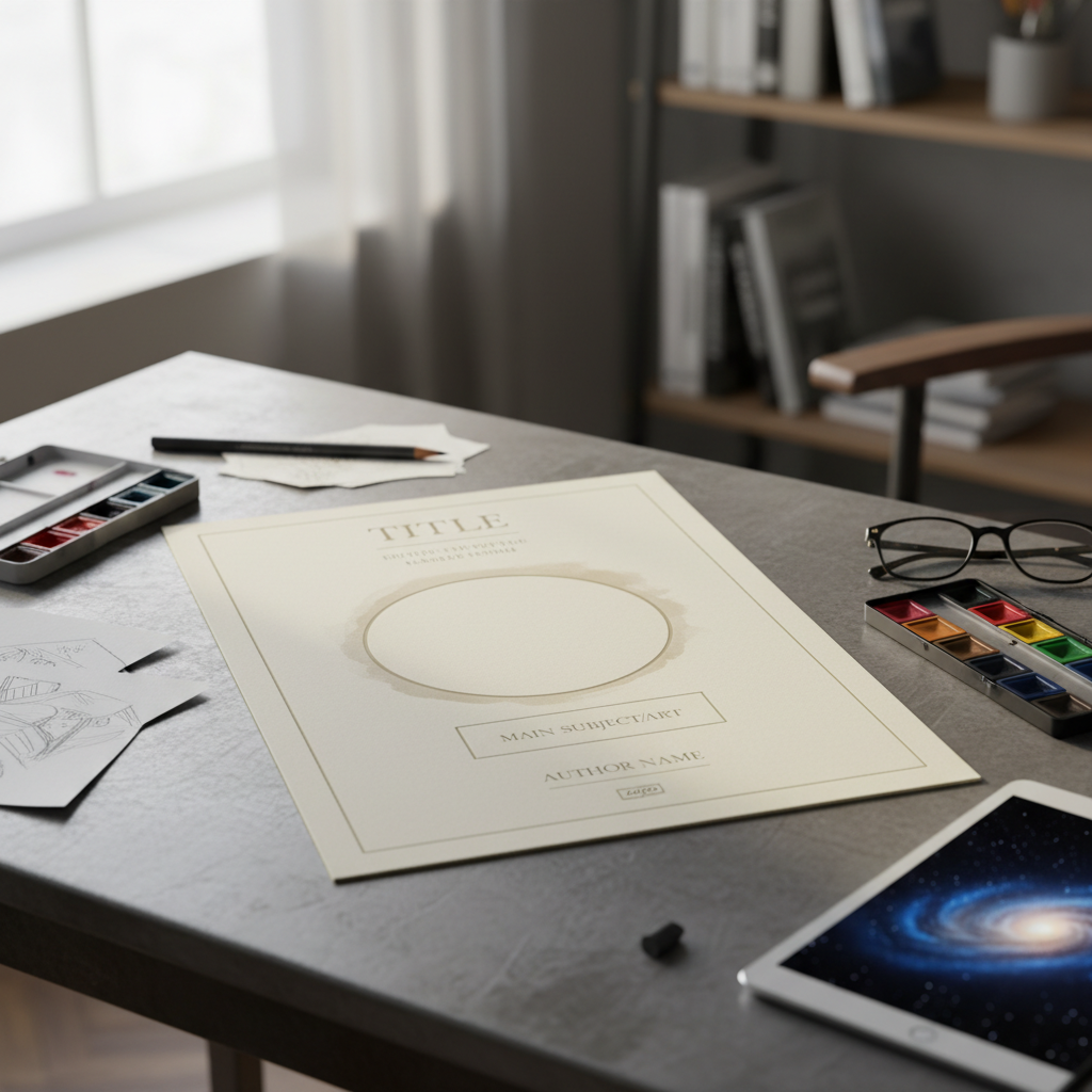 A template for designing realistic, high-res book covers with space for title and author name.